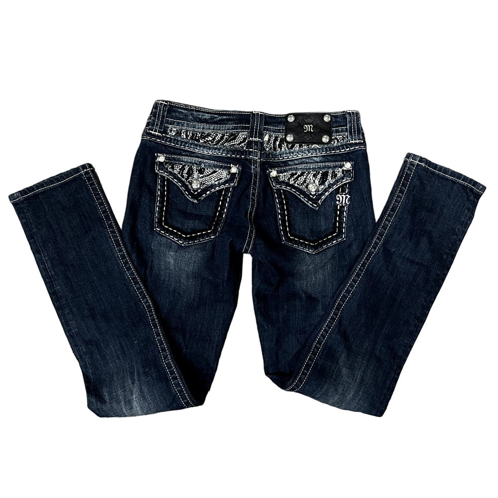 Miss Me Zebra Rhinestone Skinny 29